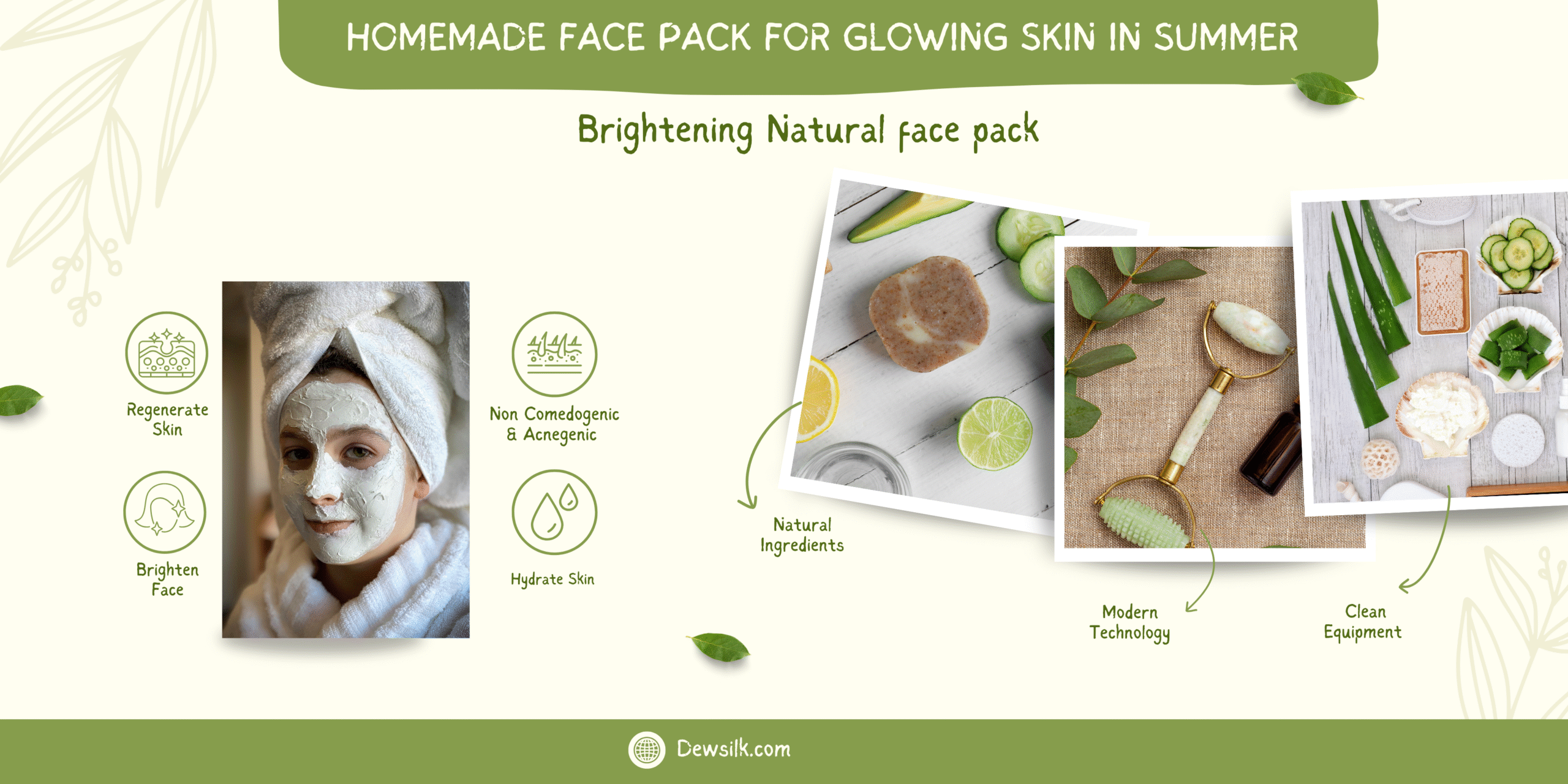 Homemade face pack for glowing skin in summer